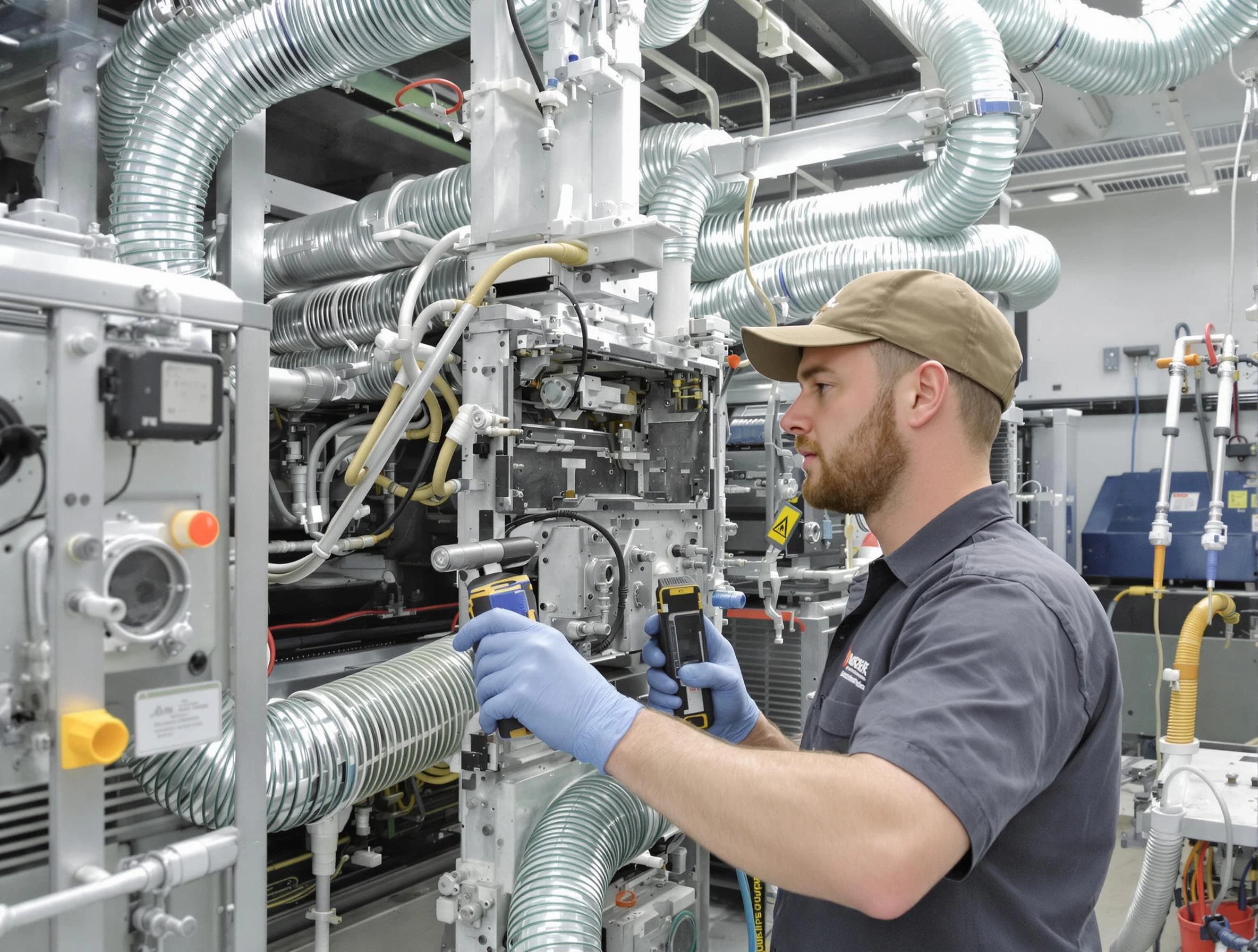 Spotsylvania Courthouse Air Duct Cleaning technician performing precision commercial coil cleaning at a business facility in Spotsylvania Courthouse