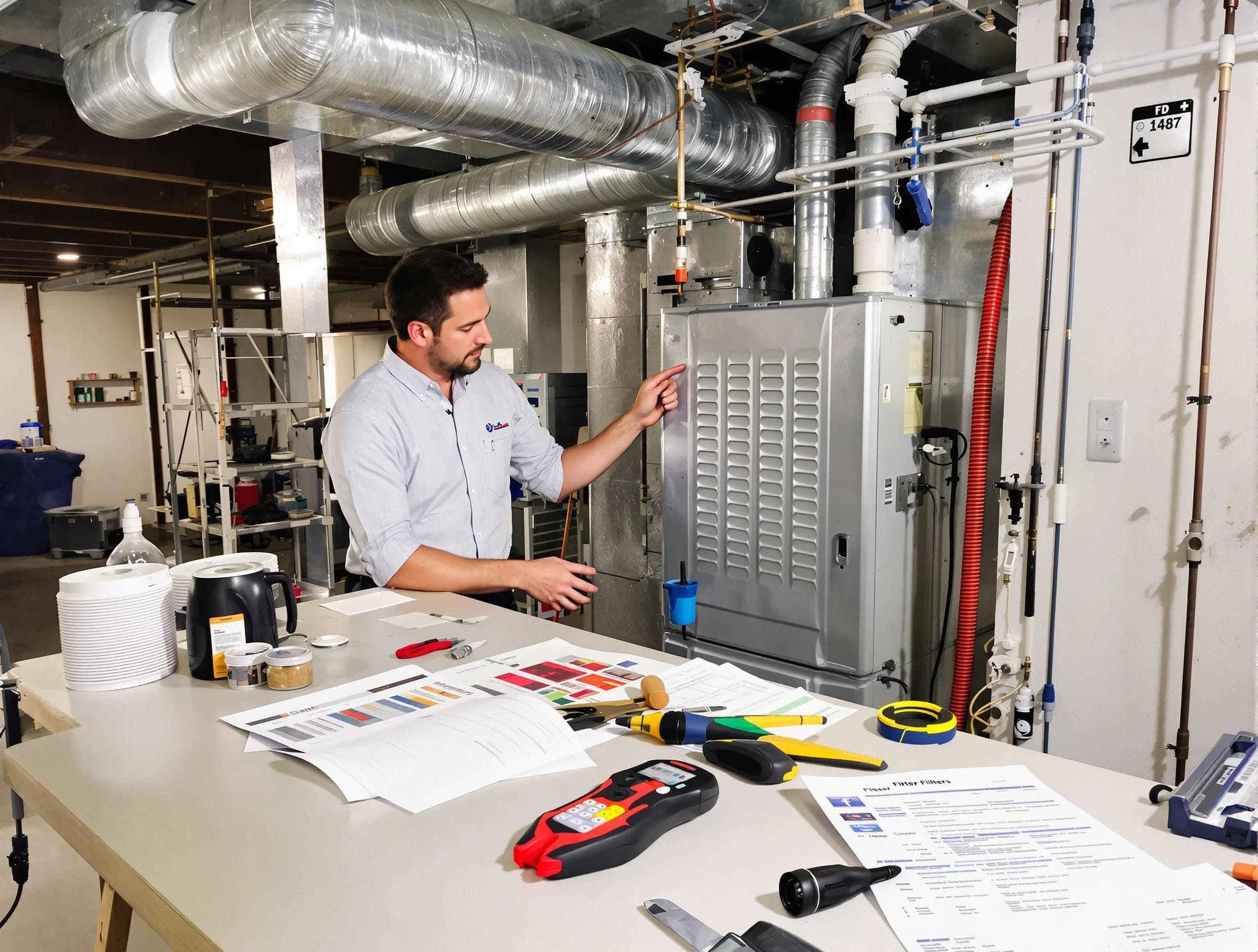 Spotsylvania Courthouse Air Duct Cleaning inspector conducting detailed filter system evaluation using professional diagnostic tools in Spotsylvania Courthouse