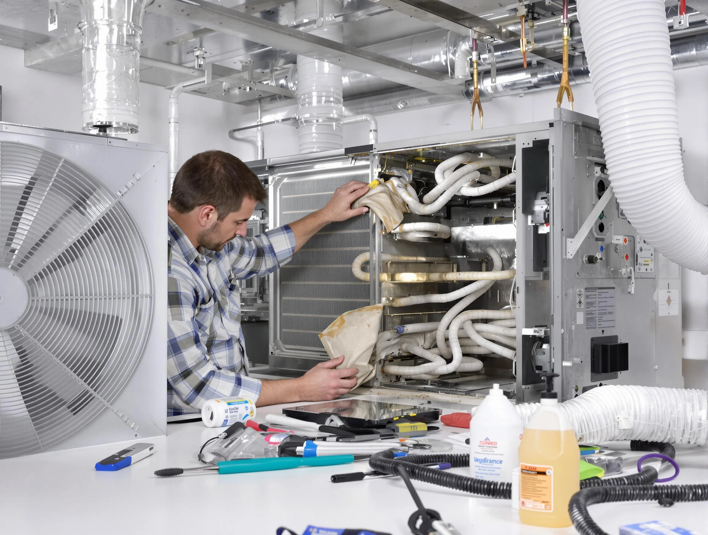 Spotsylvania Courthouse Air Duct Cleaning specialist performing precision AC coil cleaning in Spotsylvania Courthouse